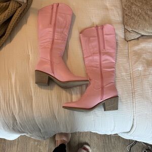Pierre Dumas Pink Mid-Calf Western Heeled Boots
